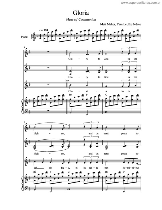 Partitura da música Matt Maher Gloria Latin Mass Of Communion