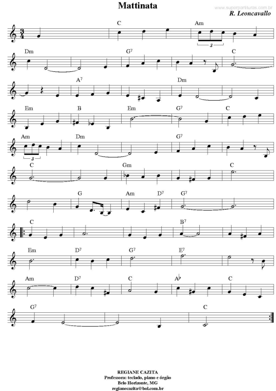 Partitura da música Mattinata