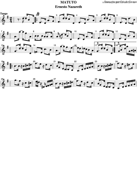 Partitura da música Matuto