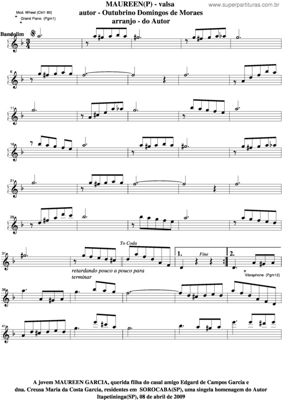 Partitura da música Maureen v.2