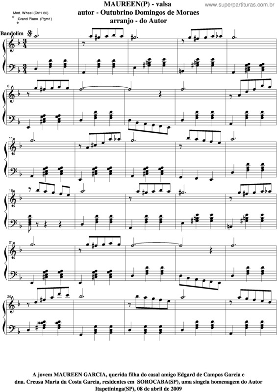 Partitura da música Maureen v.3