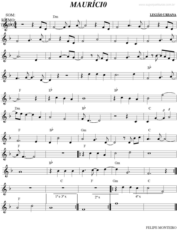 Partitura da música Maurício v.2