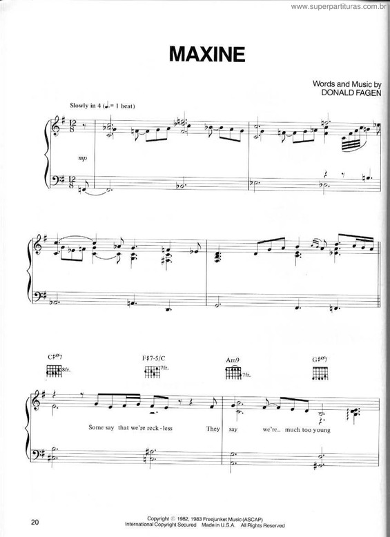 Partitura da música Maxine