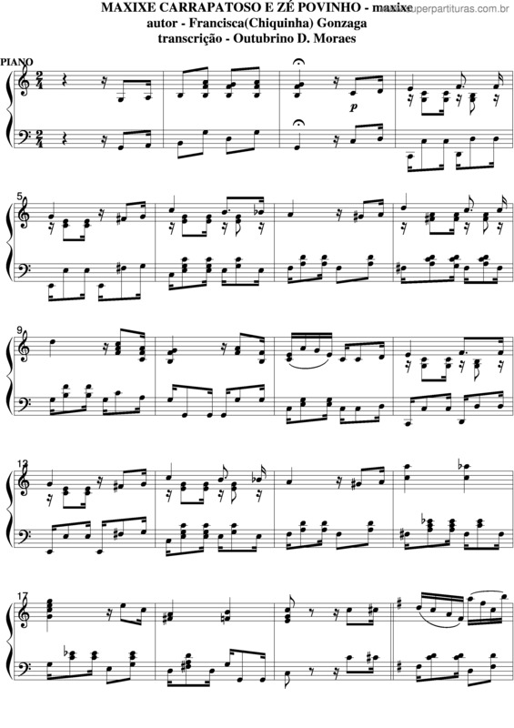 Partitura da música Maxixe De Carrapatoro E Zé Povinho