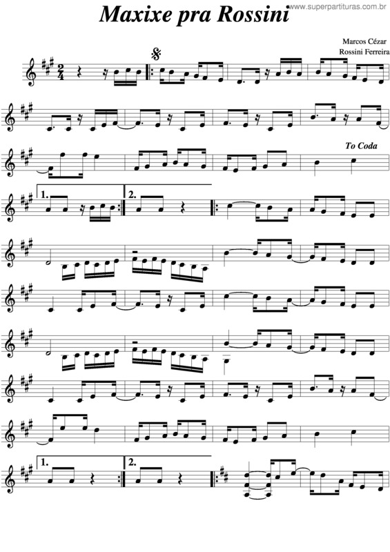 Partitura da música Maxixe Pra Rossini