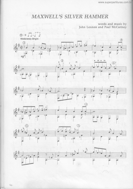 Partitura da música Maxwell`s Silver Hammer v.3