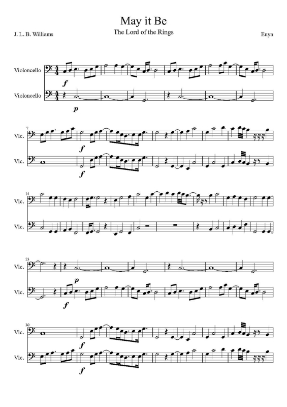 Partitura da música May it Be v.2