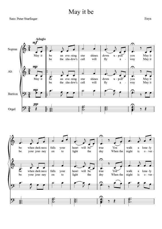 Partitura da música May it Be v.4