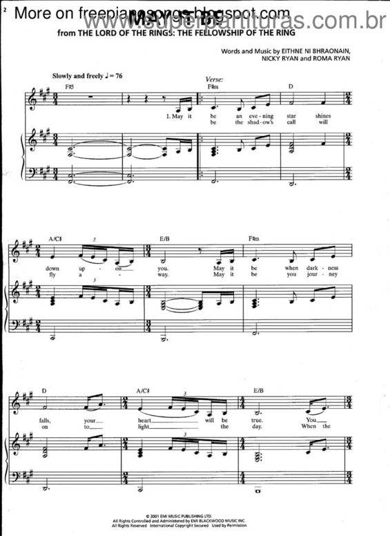 Partitura da música May It Be v.7