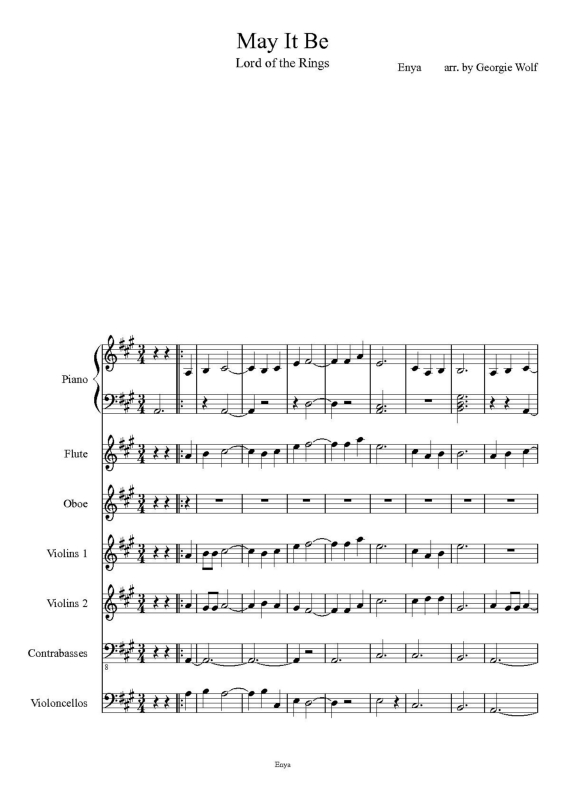 Partitura da música May it Be