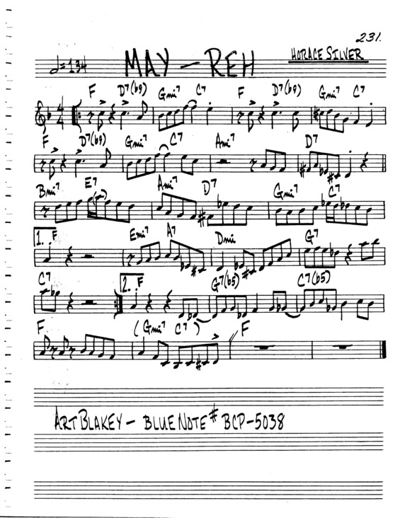 Partitura da música May Reh v.2