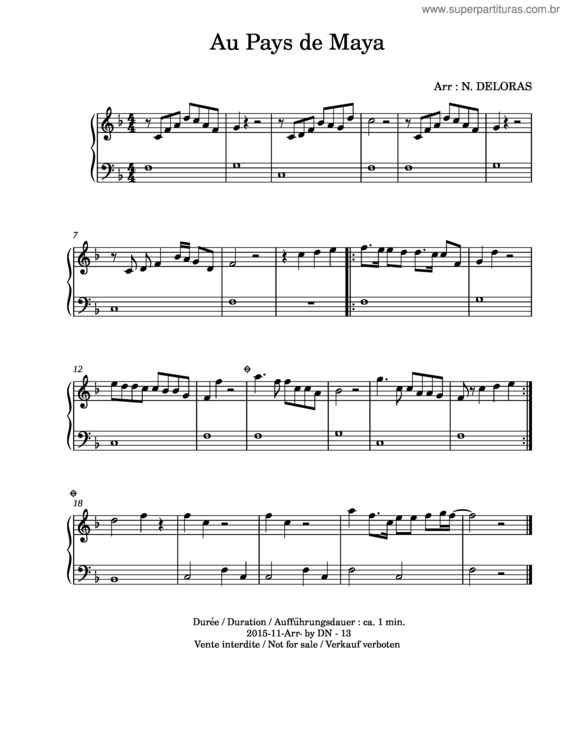 Partitura da música Maya`S Theme – Atsushi Kitajoh Au Pays De Maya