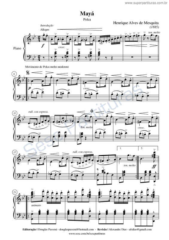 Partitura da música Mayá