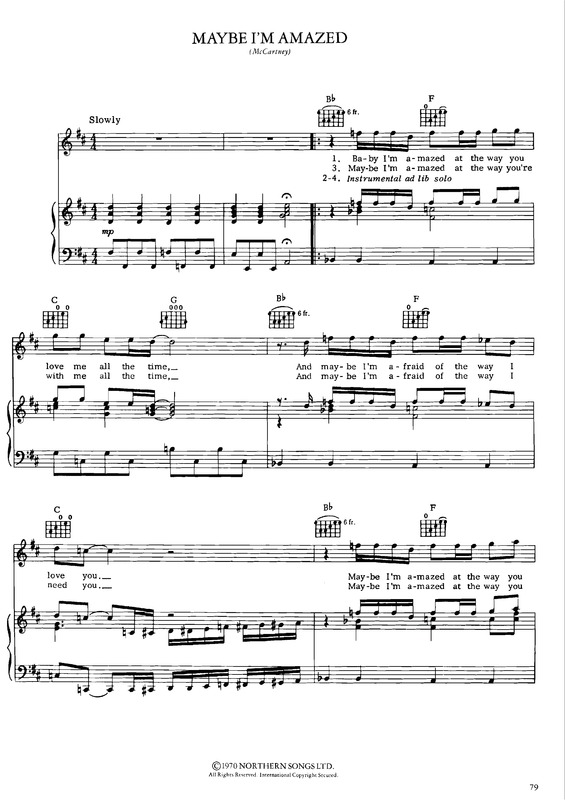 Partitura da música Maybe I´m Amazed