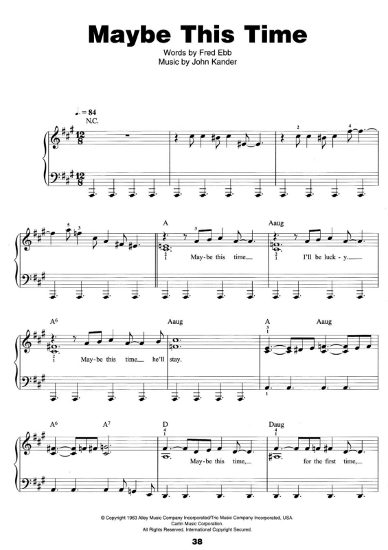 Partitura da música Maybe this Time v.2