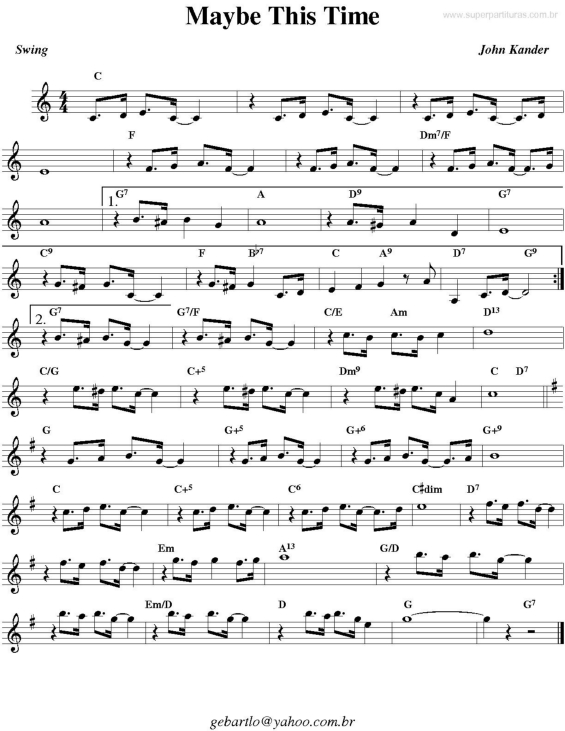 Partitura da música Maybe This Time