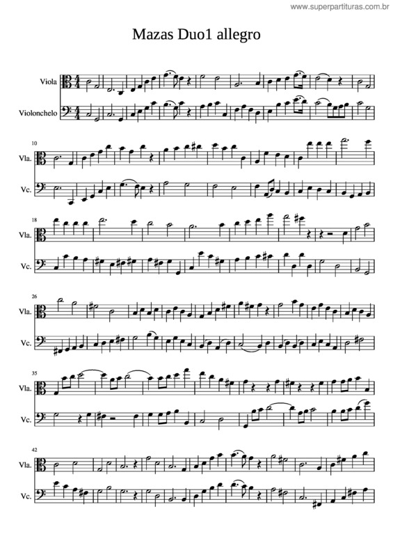 Partitura da música Mazas Duo 1 Allegro Viola Y Cello