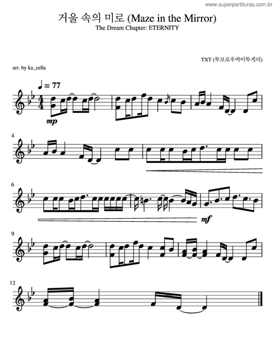 Partitura da música Maze In The Mirror – Txt Maze In The Mirror