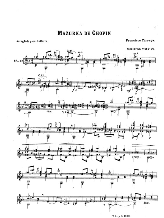Partitura da música Mazurka De Chopin