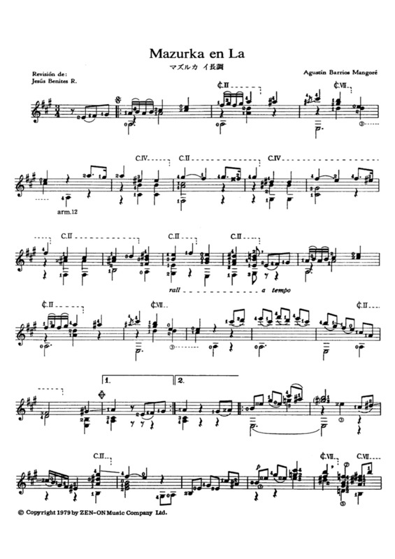 Partitura da música Mazurka En La