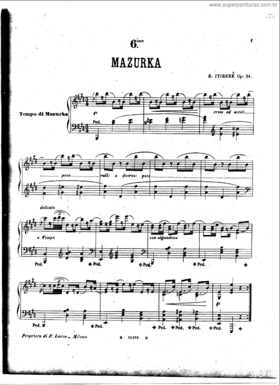 Partitura da música Mazurka nº 6