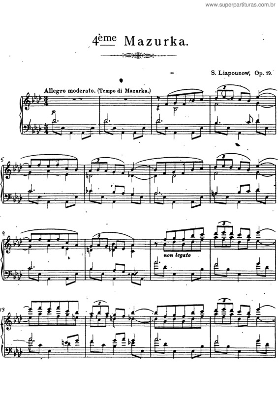 Partitura da música Mazurka No. 4