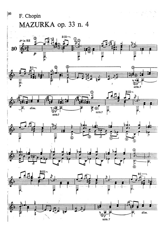 Partitura da música Mazurka Op 33 N 4