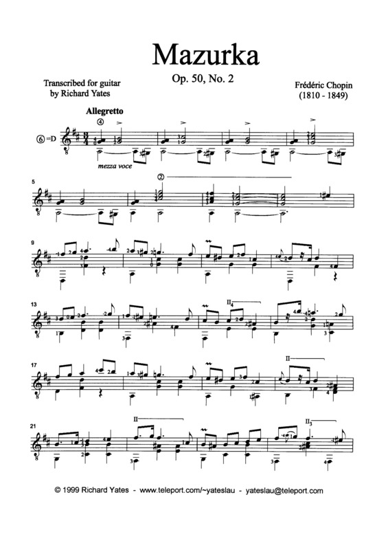 Partitura da música Mazurka Op 50 N 2