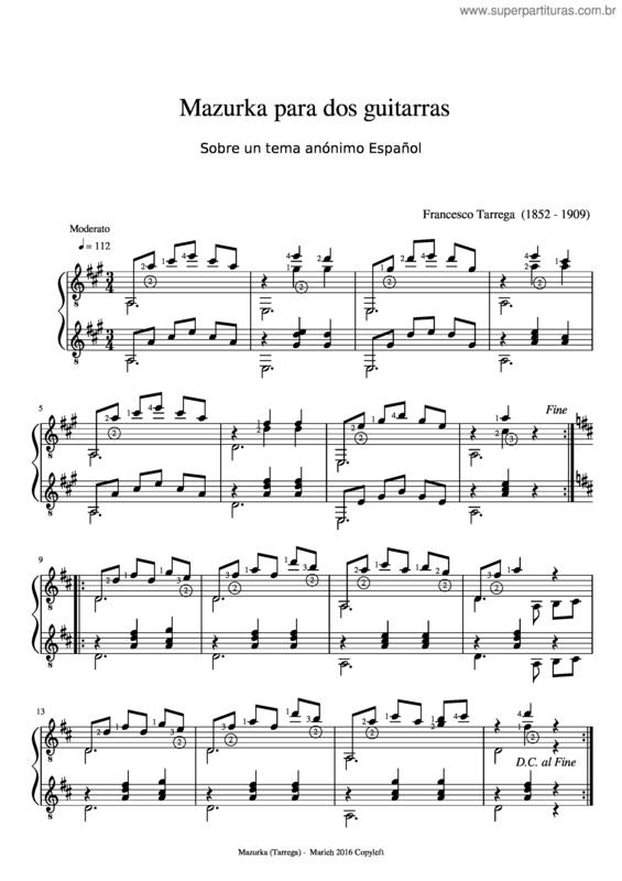Partitura da música Mazurka v.12