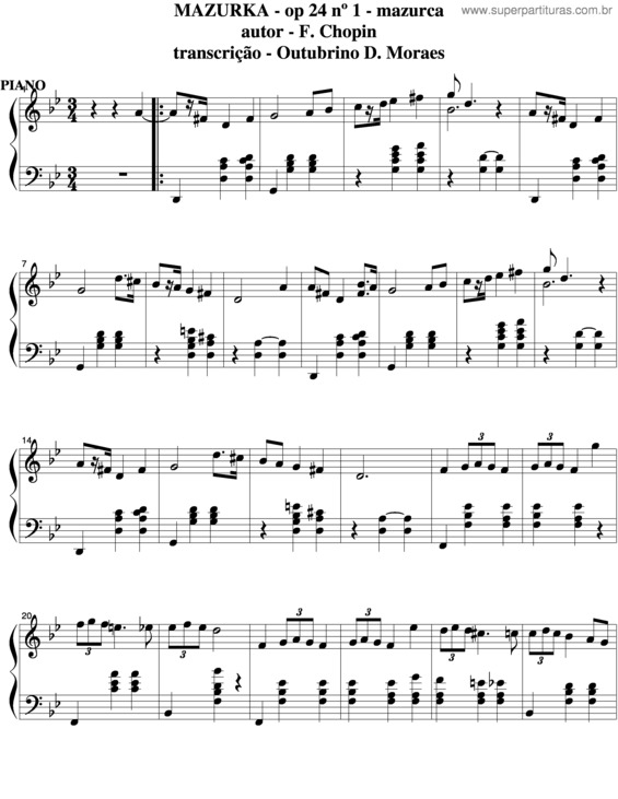 Partitura da música Mazurka v.3