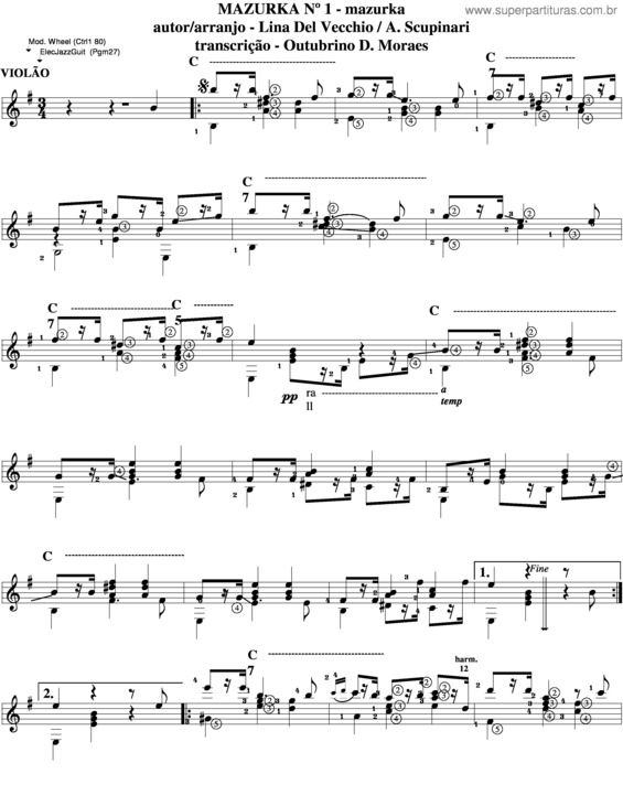 Partitura da música Mazurka v.4