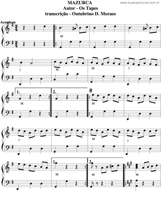 Partitura da música Mazurka v.5