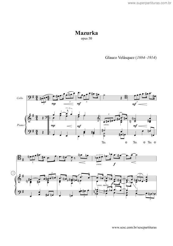 Partitura da música Mazurka