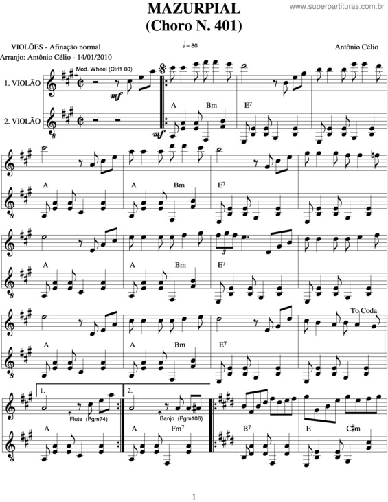 Partitura da música Mazurpialn