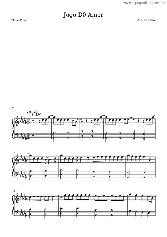 Partitura da música Mc Bruninho– Jogo Do Amor