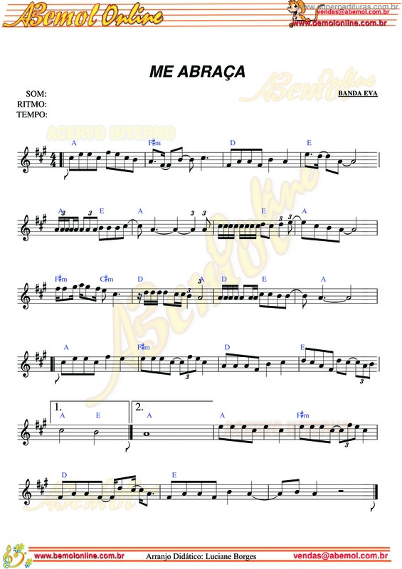 Partitura da música Me Abraça v.3