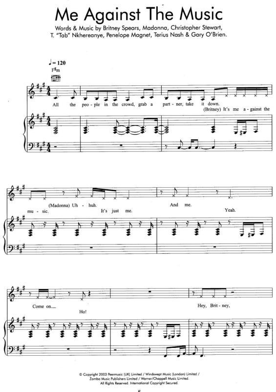 Partitura da música Me Against the Music v.3