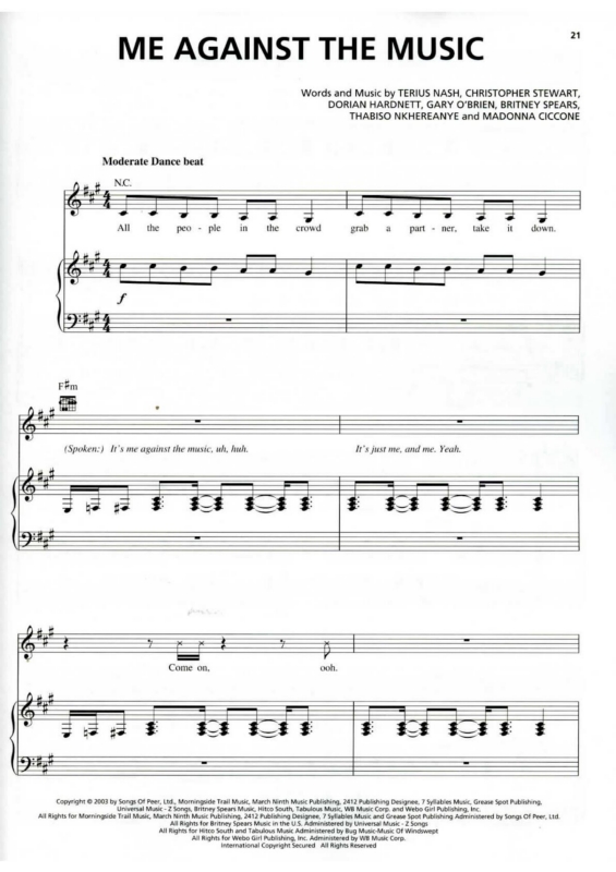 Partitura da música Me Against the Music v.4