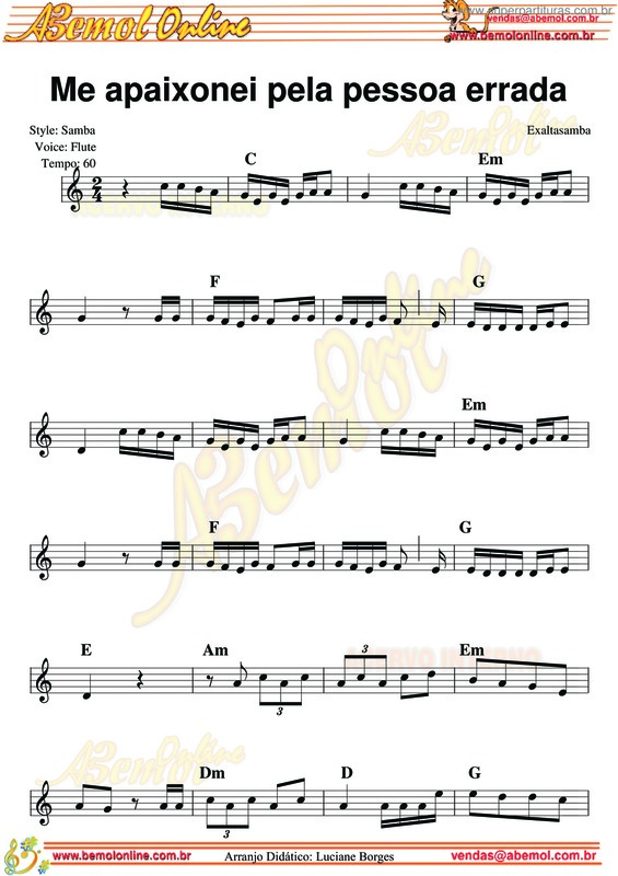 Partitura da música Me Apaixonei Pela Pessoa Errada v.2