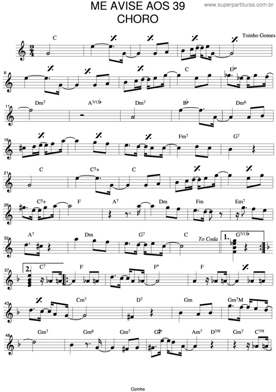 Partitura da música Me Avise Aos 39