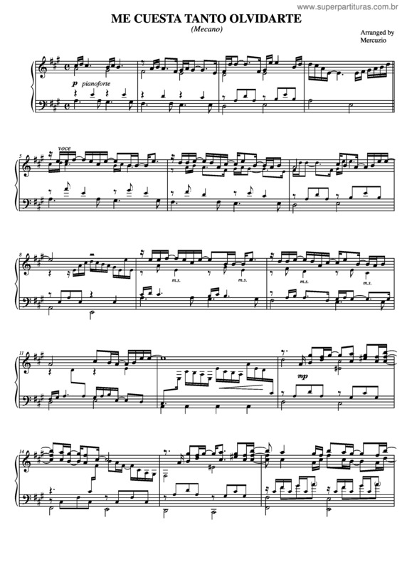 Partitura da música Me Cuesta Tanto Olvidarte