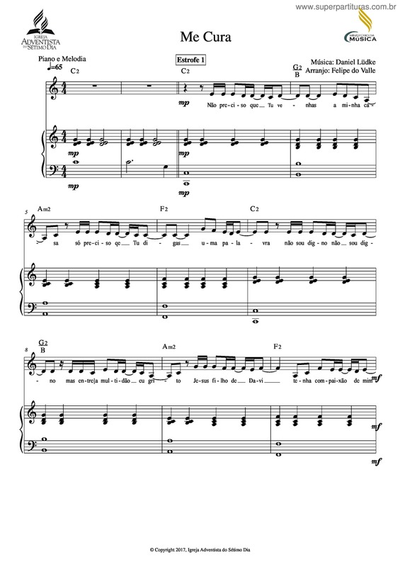 Partitura da música Me Cura