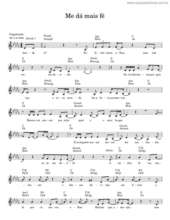 Partitura da música Me Dá Mais Fé