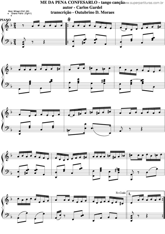 Partitura da música Me Da Pena Confesarlo