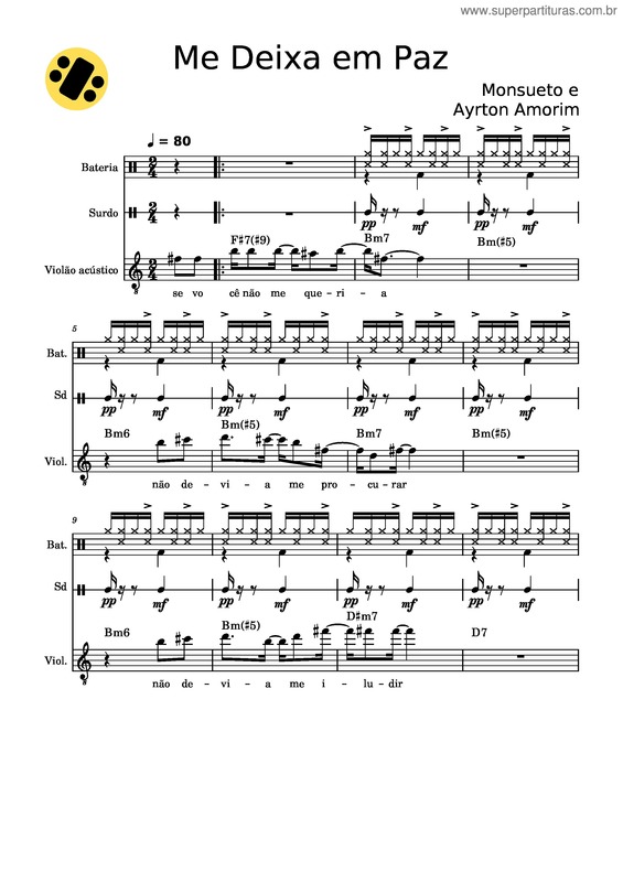 Partitura da música Me Deixa Em Paz Com  Levada De Bateria
