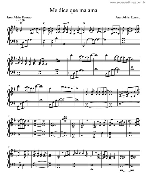 Partitura da música Me Dice Que Ma Ama