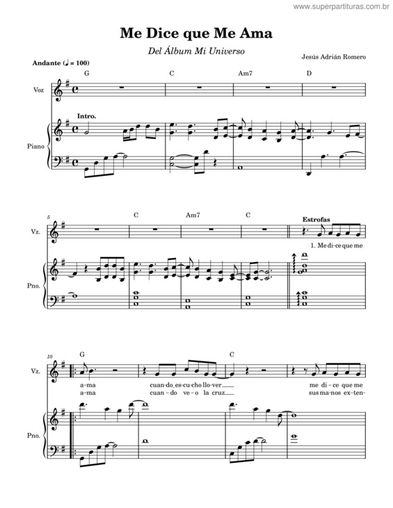 Partitura da música Me Dice Que Me Ama v.2