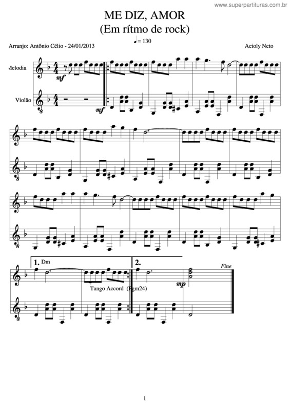 Partitura da música Me Diz, Amor v.2