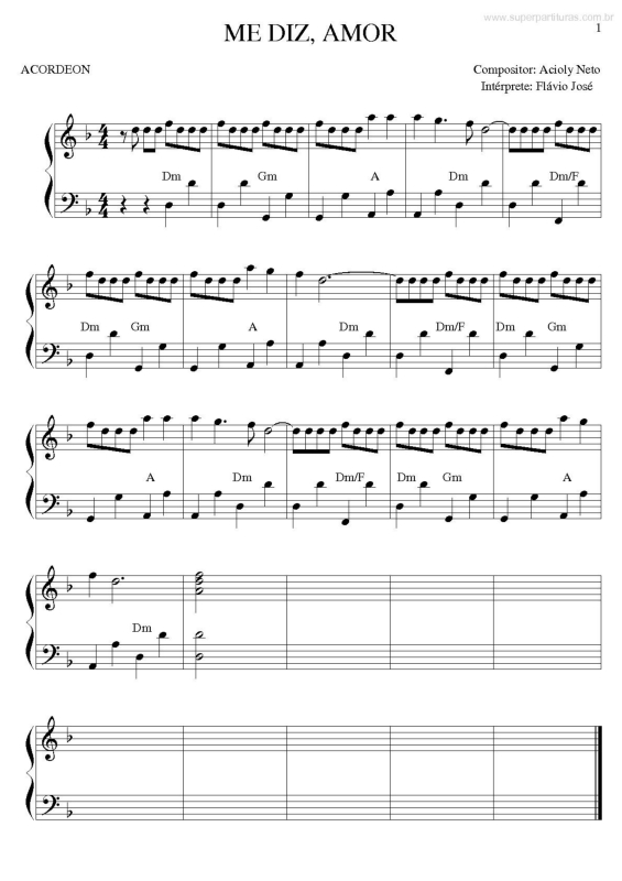 Partitura da música Me Diz, Amor