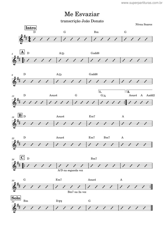 Partitura da música Me Esvaziar